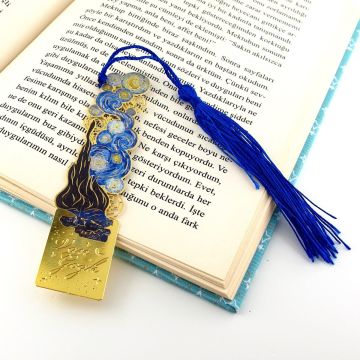 Vincent Van Gogh Yıldızlı Gece Altın Rengi Metal Kitap Ayracı Püsküllü AY022