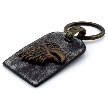 METAL BRONZ KARTAL SENTETİK GRİ DERİ ANAHTARLIK KC915
