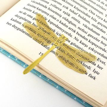 Yusufçuk Şeklinde Bookmark Okuyucu Altın Rengi Metal Ayraç Kitap Ayracı AY025