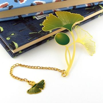 Mabet Ağacı Yağrak Bookmark Altın Rengi Metal Ayraç Kitap Ayracı Zincirli AY026