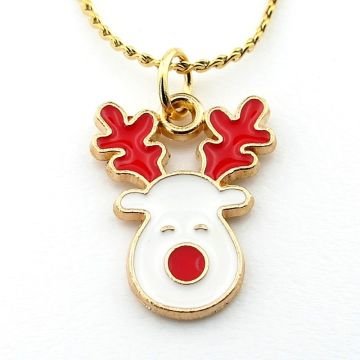Yılbaşı Yeni Yıl Geyik Noel Çelik Zincir Kadın Kolye Q0755