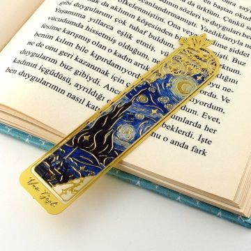 Vincent Van Gogh Yıldızlı Gece Starry Night Metal Ayraç Kitap Ayracı  AY043