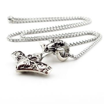 Viking Odin Koçbaşı İskandinav Mjolnir Nordic Çelik Erkek Kolye Q0825