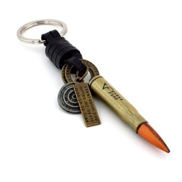 CROSSFİRE BULLET BRONZ RENK DERİ METAL ANAHTARLIK KC852