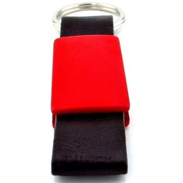 SİYAH DERİ MAT KIRMIZI METAL ANAHTARLIK KC979