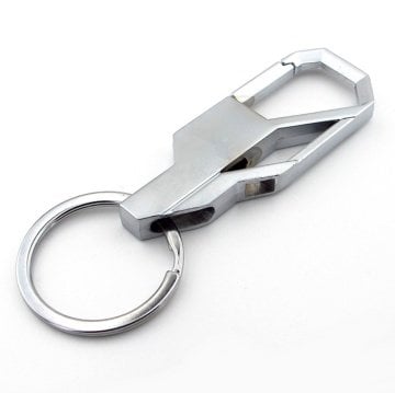 GRİ RENKLİ  METAL KANCA HOOK TASARIM METAL ANAHTARLIK KC986