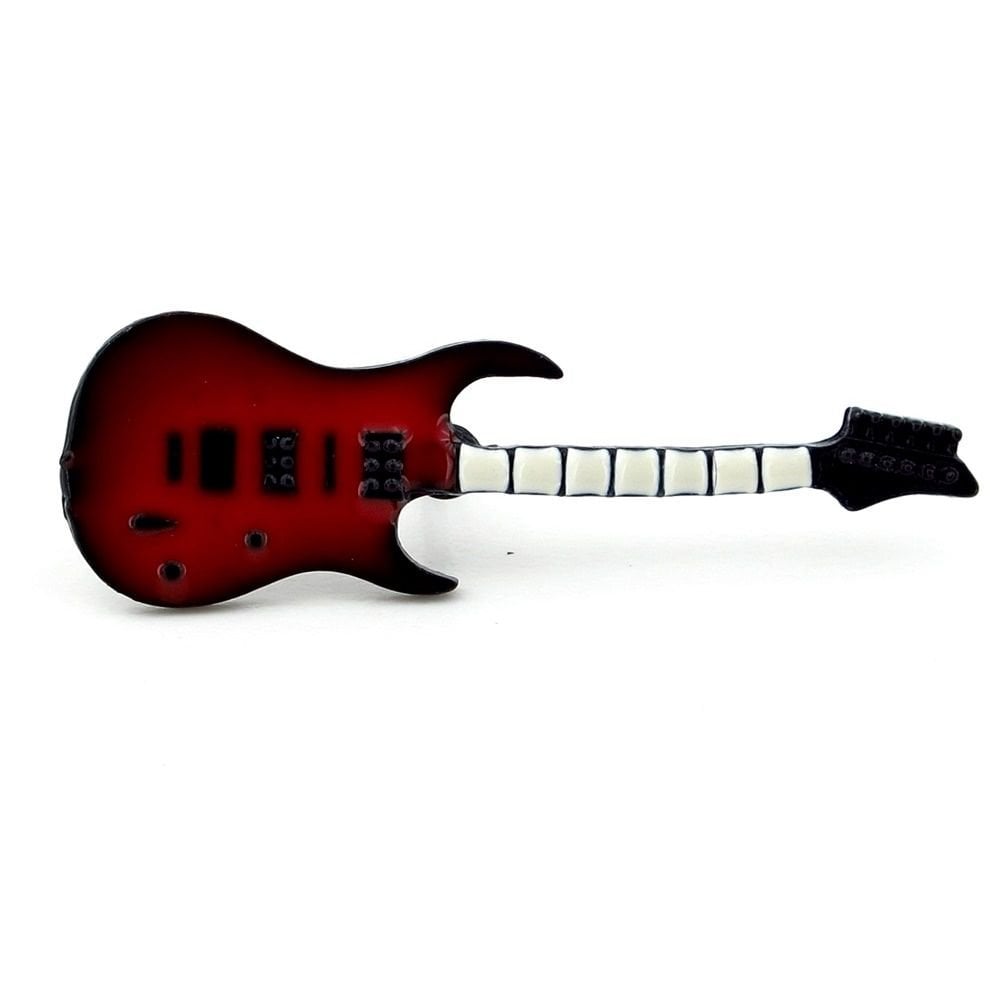 Kırmızı Elektro Gitar Müzik Yaka Çanta Süsü Metal Rozet Pin RZ148