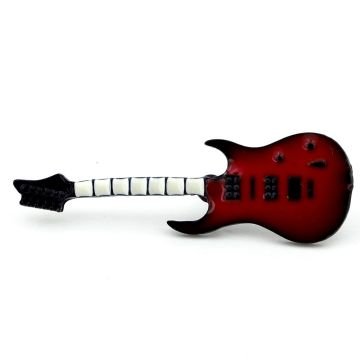 Kırmızı Elektro Gitar Müzik Yaka Çanta Süsü Metal Rozet Pin RZ148