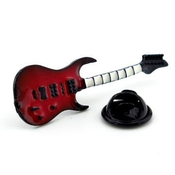 Kırmızı Elektro Gitar Müzik Yaka Çanta Süsü Metal Rozet Pin RZ148