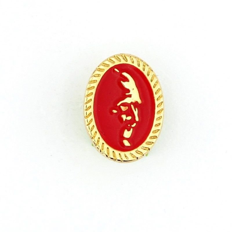 Kırmızı Atatürk Silüeti Sarı Metal Pin Rozet RZ163