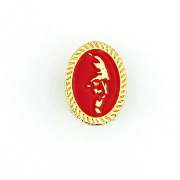 Kırmızı Atatürk Silüeti Sarı Metal Pin Rozet RZ163