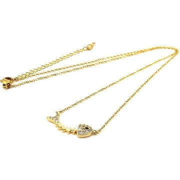 ZİRKON TAŞLI BALIK KILÇIK GOLD SARI TON ÇELİK KADIN KOLYE Q0512