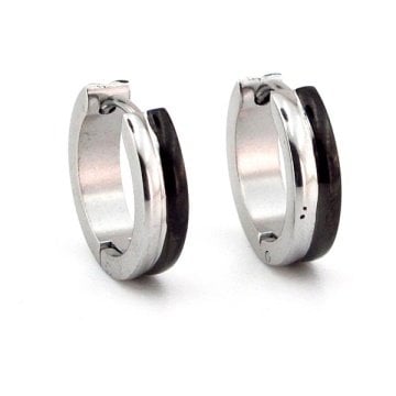 SİYAH DIŞ HATLI 16mm ÇAP ÇELİK HALKA ERKEK KÜPE E921