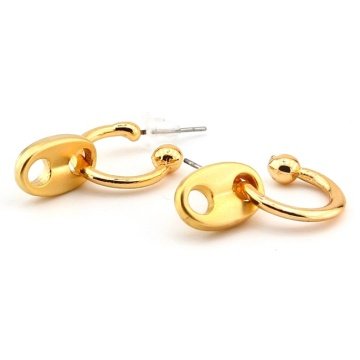DÜĞME UÇLU MAT  SARI GOLD TON HALKA KADIN KÜPE EX047