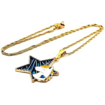 UNİCORN TEK BOYNUZ YILDIZ SARI ÇELİK KADIN KOLYE ZİNCİR Q0534