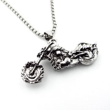 İskelet Motosiklet Harley Ghost Rider Paslanmaz Çelik Erkek Kolye Q0844