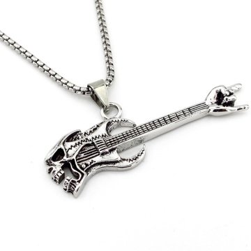 BASS GİTAR KURUKAFA ROCK N ROLL ÇELİK ERKEK KOLYE ZİNCİR Q0555