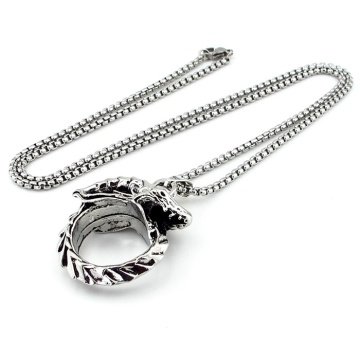 OUROBOROS KUTSAL GÜÇ EJDERHA YILAN ÇELİK ERKEK KOLYE ZİNCİR Q0558