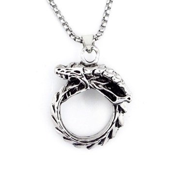 OUROBOROS KUTSAL GÜÇ EJDERHA YILAN ÇELİK ERKEK KOLYE ZİNCİR Q0558
