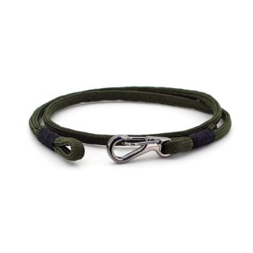 METAL KANCALI HAKİ YEŞİL SARMA PARACORD ERKEK BİLEKLİK BT415