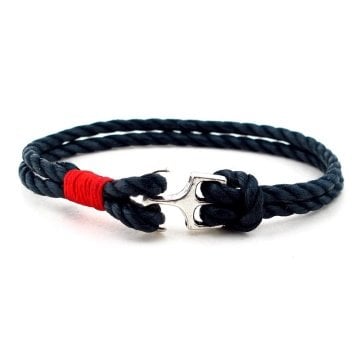 ÇAPA KIRMIZI LACİVERT HALAT ERKEK BİLEKLİK BT120