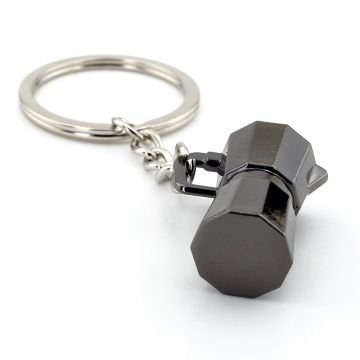 Moca Pot Şeklinde Kahve Sever Antrasit Metal Anahtarlık KC123