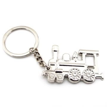 Lokomotif Tren Retro Parlak Gümüş Renkli Metal Anahtarlık KC124