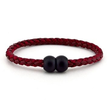 MIKNATISLI BORDO SİYAH DERİ ERKEK BİLEKLİK BT166