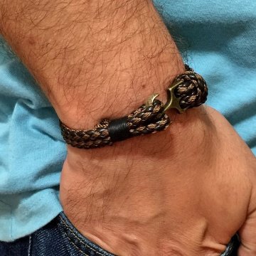 DENİZCİ KAHVE SİYAH DERİ ERKEK BİLEKLİK BT169