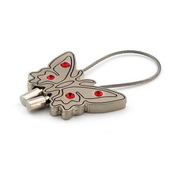 KIRMIZI TAŞLI KELEBEK HALATLI METAL ANAHTARLIK KC888