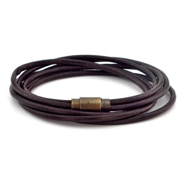 KAHVERENGİ SARMA HAKİKİ DERİ BRONZ KLİPS ERKEK BİLEKLİK M003H