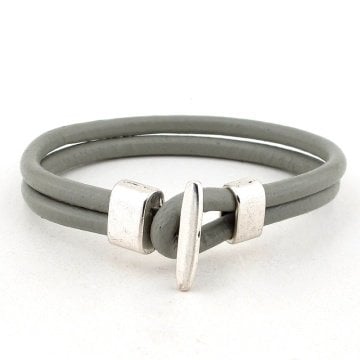 METAL KANCA GRİ GERÇEK DERİ ERKEK BİLEKLİK BT185