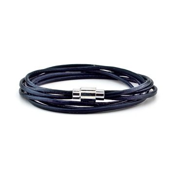 LACİVERT HAKİKİ DERİ SARMA MIKNATISLI ERKEK BİLEKLİK M003P