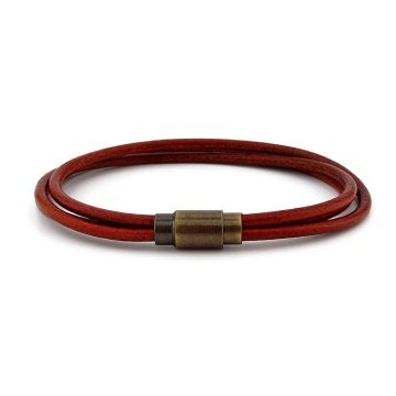 TABA KAHVE HAKİKİ DERİ 3 SIRA BRONZ KLİPS ERKEK BİLEKLİK M004N