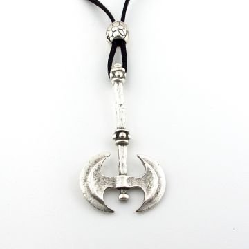 Savaşçı Balta Warrior Eskitme Metal Deri Erkek Kolye Q0890