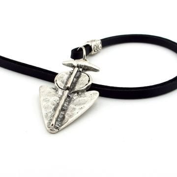 Mızrak Ucu Savaşçı Warrior Eskitme Metal Deri Erkek Kolye Q0893