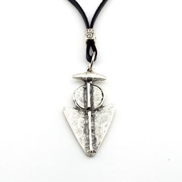 Mızrak Ucu Savaşçı Warrior Eskitme Metal Deri Erkek Kolye Q0893