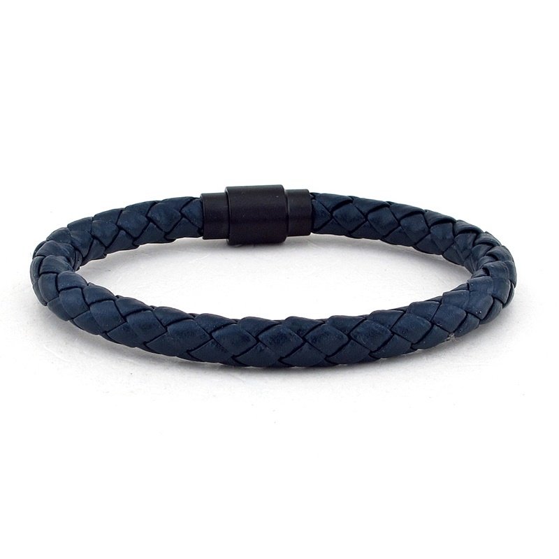 LACİVERT DERİ SİYAH MIKNATISLI BİLEKLİK BT234