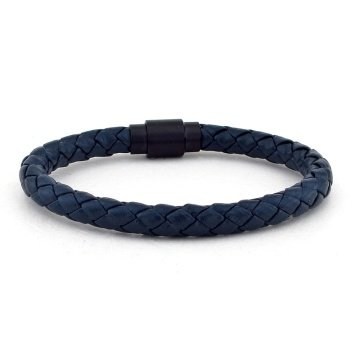 LACİVERT DERİ SİYAH MIKNATISLI BİLEKLİK BT234