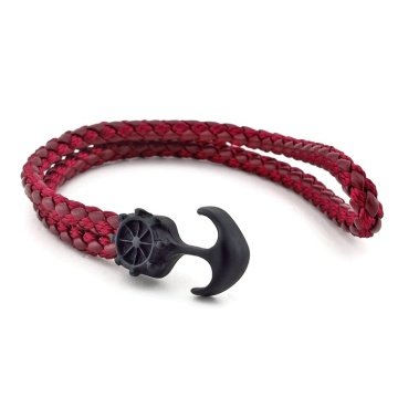 SİYAH METAL ÇAPALI BORDO ERKEK BİLEKLİK BT256