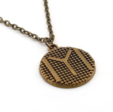BRONZ METAL KAYI BOYU OK YAY IYI YAZILI ERKEK KOLYE Q0163