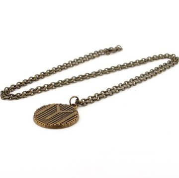 BRONZ METAL KAYI BOYU OK YAY IYI YAZILI ERKEK KOLYE Q0163