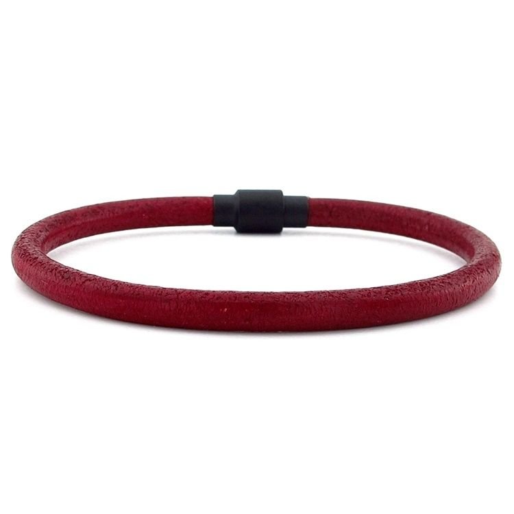 BORDO ORJİNAL ESKİTME DERİ SİYAH KLİPS ERKEK BİLEKLİK M024E