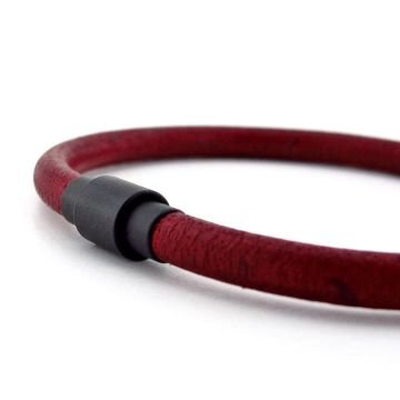 BORDO ORJİNAL ESKİTME DERİ SİYAH KLİPS ERKEK BİLEKLİK M024E