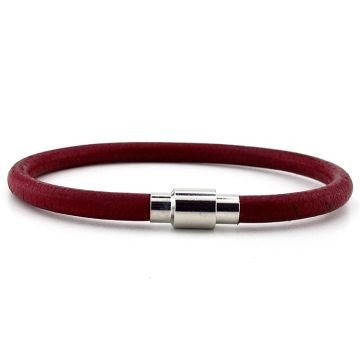 BORDO ORJİNAL ESKİTME DERİ METAL KLİPS ERKEK BİLEKLİK M025E