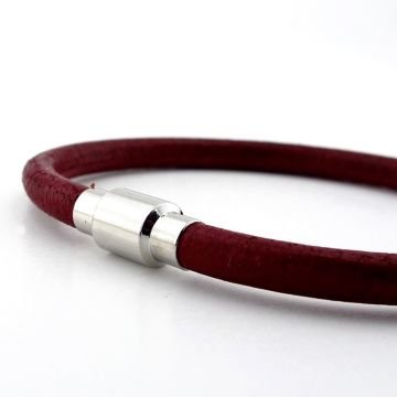 BORDO ORJİNAL ESKİTME DERİ METAL KLİPS ERKEK BİLEKLİK M025E