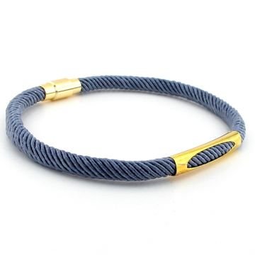 GRİ ÖRGÜ İPLİ SARI METAL MIKNATISLI ERKEK BİLEKLİK M026B