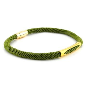 FISTIK YEŞİLİ ÖRGÜ İP SARI METAL MIKNATISLI ERKEK BİLEKLİK M026K