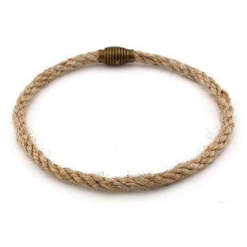 Krem Rengi İnce Halat Bronz Metal Mıknatıs Tek Sıra Erkek Bileklik M054C