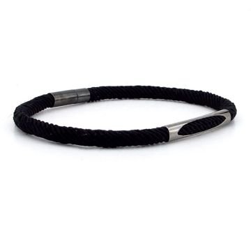 SİYAH ÖRGÜ İPLİ ANTRASİT METAL MIKNATISLI ERKEK BİLEKLİK M028A